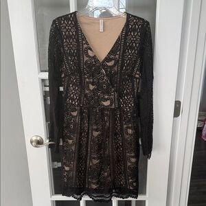 Xhilaration Black and Tan Lace Dress